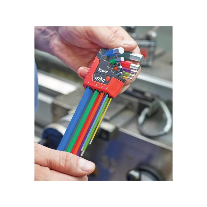 Wiha ErgoStar Colour Hex Ball End L-key Set, 9 Piece Wiha - Town Tools