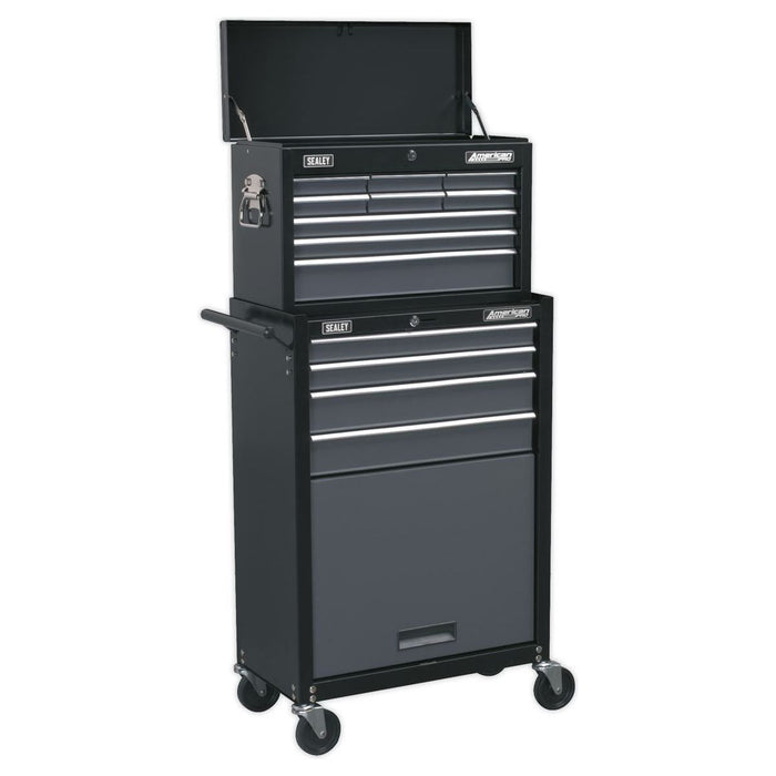 Sealey Topchest & Rollcab Combination 13 Drawer with Ball-Bearing Slides Black/G Sealey - Town Tools 