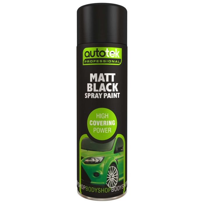Autotek Professional Matt Black 500ml Spray Paint High Coverage 500ml Aerosol