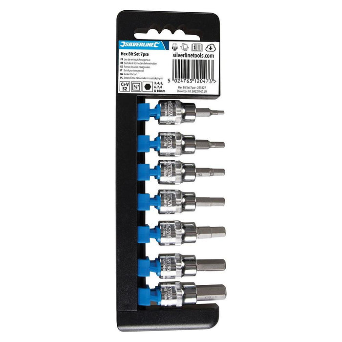 Silverline Hex Bit Set 3/8" Drive 7pce Hex 3 - 10mm Silverline - Town Tools 