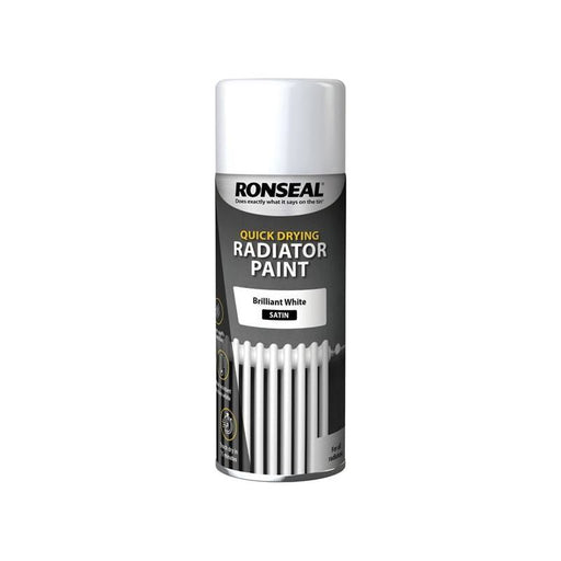 Ronseal One Coat Radiator Spray Paint Satin White 400ml Ronseal - Town Tools