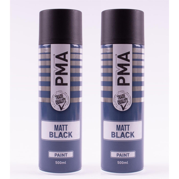 2 X PMA Matt Black Paint Spray Aerosol 500ml High Coverage Matt Black PMA - Town Tools 