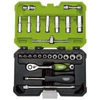Draper Expert Metric Socket Set, 1/4" Sq. Dr., Green (25 Piece) 04463