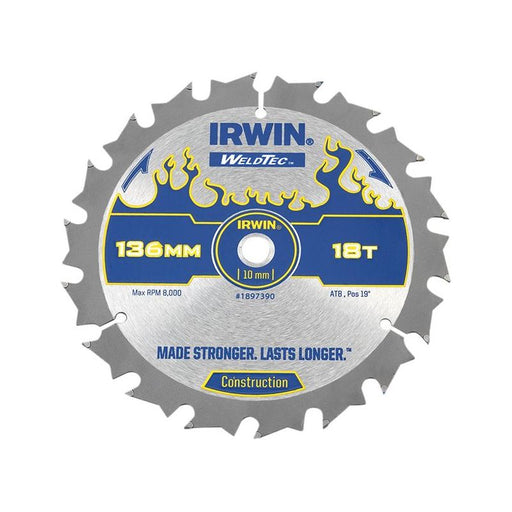 Irwin® Weldtec Cordless Circular Saw Blade 136 x 10mm x 18T ATB IRWIN® - Town Tools