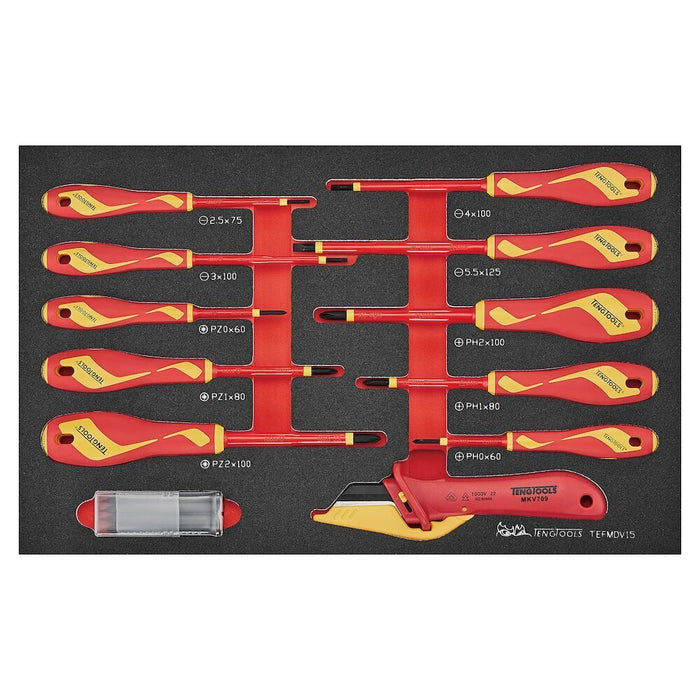 Teng Tools Insulated Screwdriver & Knife Set FOAM3 15 Pieces Teng Tools - Town Tools 