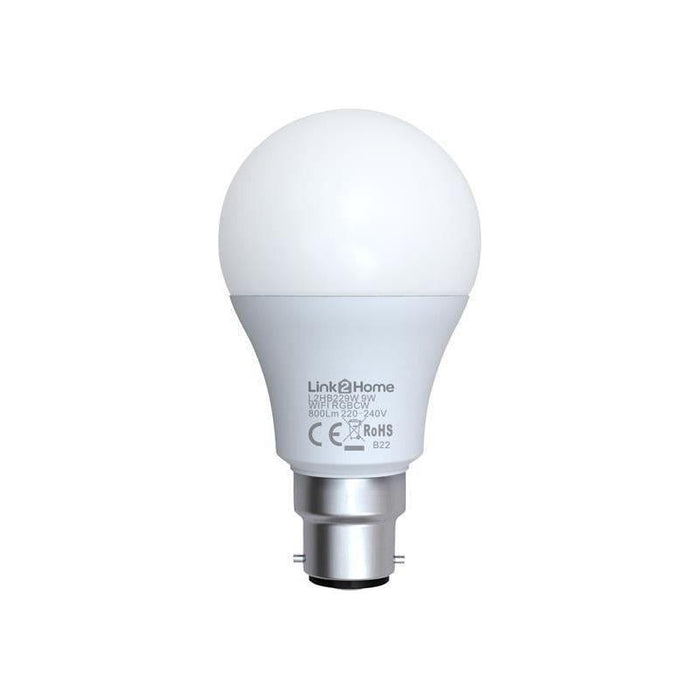 Link2Home Wi-Fi LED BC (B22) Opal GLS Dimmable Bulb, White + RGB 800 lm 9W Link2Home - Town Tools