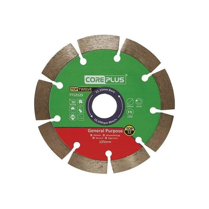 Coreplus Top Twelve General Purpose Diamond Blade 125mm CorePlus - Town Tools