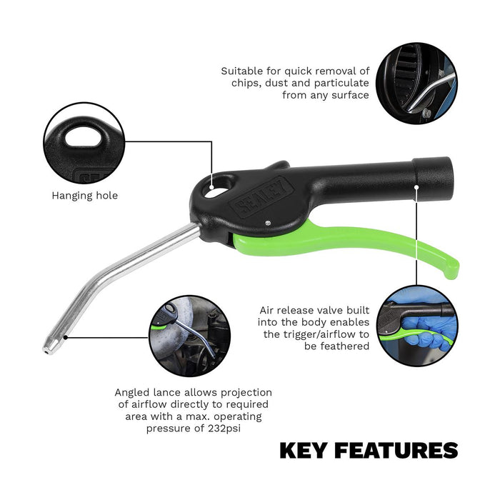 Sealey Premier Premier Air Blow Gun 100mm with 1/4"BSP Air Inlet SA9230 Sealey Premier - Town Tools 