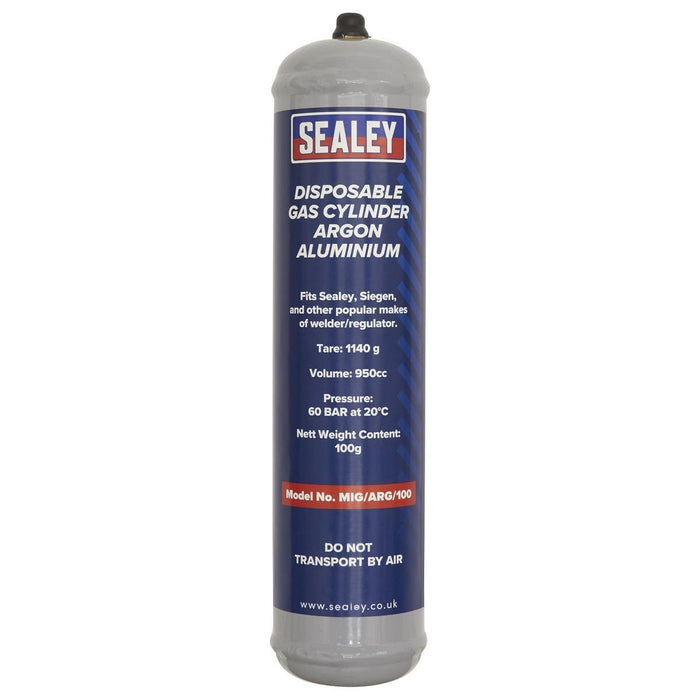 Sealey Gas Cylinder Disposable Argon 100g MIG/ARG/100 Sealey - Town Tools 