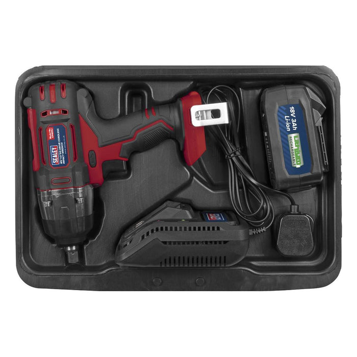 Sealey Cordless Impact Wrench 18V 3Ah Lithium-ion 1/2"Sq Drive CP400LI Sealey - Town Tools