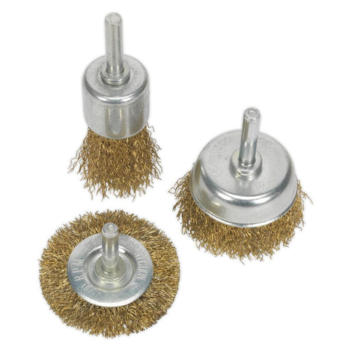 Sealey Wire Brush Set 3pc Brassed BWBS03 Sealey - Town Tools 