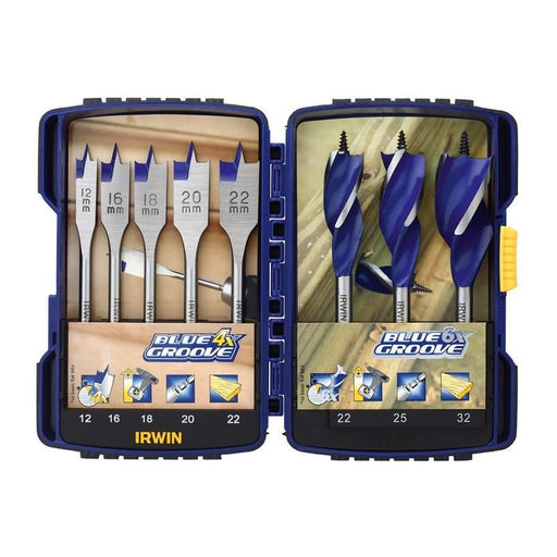 Irwin® Blue Groove Auger & Flat Drill Bit Set, 8 Piece IRWIN® - Town Tools