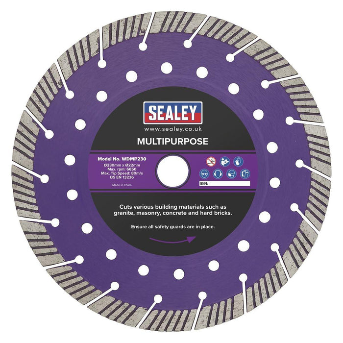 Sealey Cutting Disc Multipurpose Dry/Wet Use230mm WDMP230 Sealey - Town Tools 