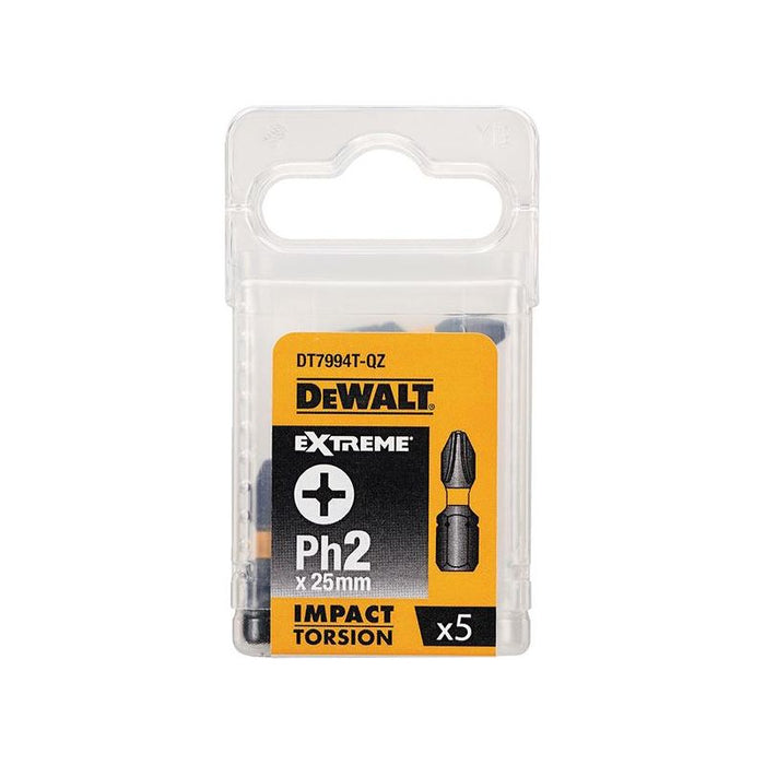 Dewalt Power Tools Impact Torsion Bits PH2 x 25mm (Pack 5) DeWALT Power Tools - Town Tools
