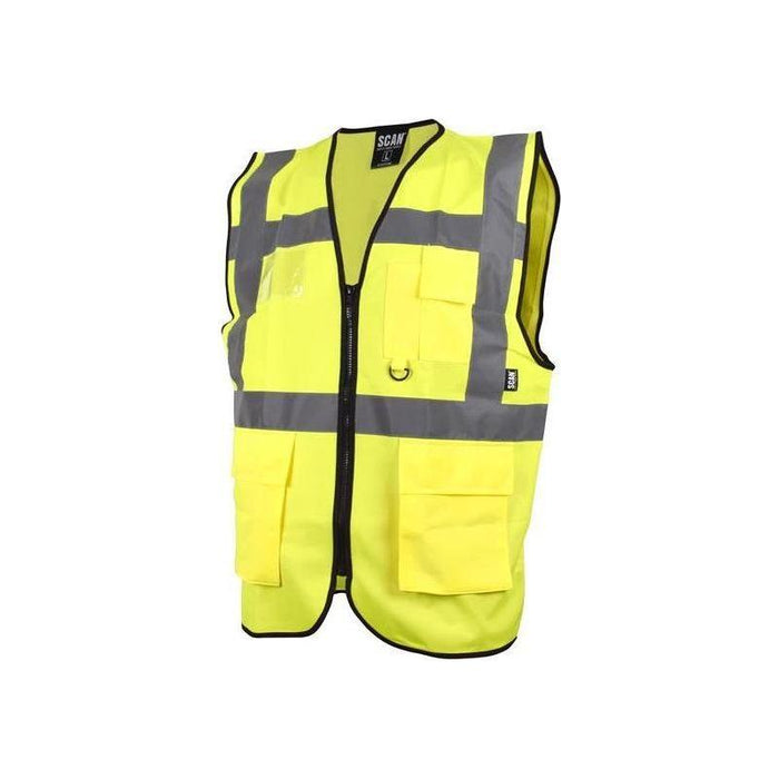 Scan Hi-Vis Utility Yellow Waistcoat - XL (48in) Scan - Town Tools