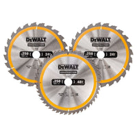 Dewalt Power Tools DT1963 Construction Circular Saw Blade 3 Pack 250 x 30mm x 24T/48T