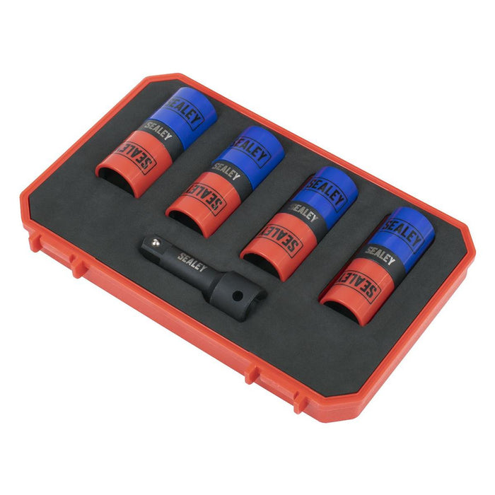 Sealey Alloy Wheel Double Ended Impact Socket Set 1/2"Sq Drive 5pc SX1820S Sealey - Town Tools 