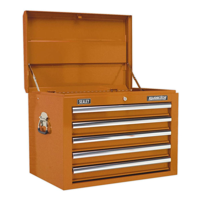 Sealey Topchest 5 Drawer with Ball-Bearing Slides Orange AP26059TO Sealey - Town Tools 