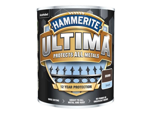 Hammerite Ultima Metal Paint Smooth Brown 750ml Hammerite - Town Tools