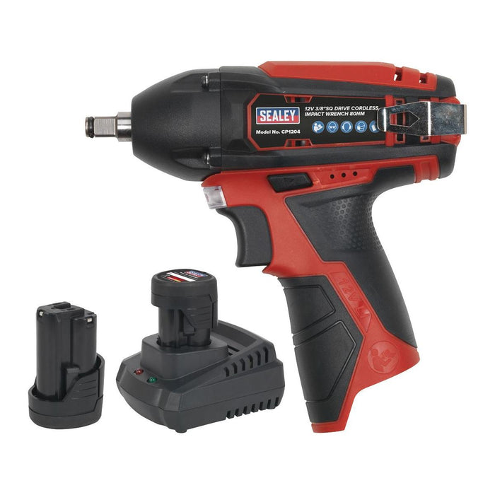 Sealey Impact Wrench Kit 3/8"Sq Drive 12V SV12 Series 2 Batteries CP1204KIT Sealey - Town Tools 