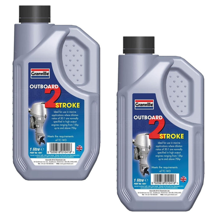 2 x Granville 2 Stroke Marine Outboard Engine Oil Boats Jet Ski TC-W3 1 Litre