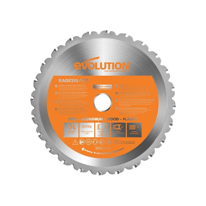 Evolution Multi-Material Mitre Saw Blade 210 x 25.4mm x 24T Evolution - Town Tools