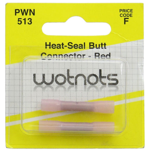 Wot-Nots Wiring Connectors - Red - Heat Shrink Butt - Pack of 2 Pearl - Town Tools 