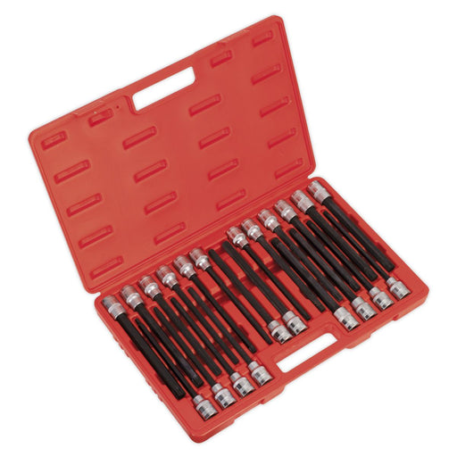 TRX-STAR/SPLINE/HEX/RIBE SOCKET BIT SET 22PC 1/2inchS Sealey - Town Tools 