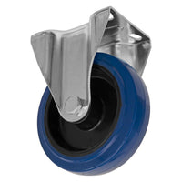Sealey Heavy-Duty Blue Elastic Rubber Fixed Castor Wheel125mm Trade