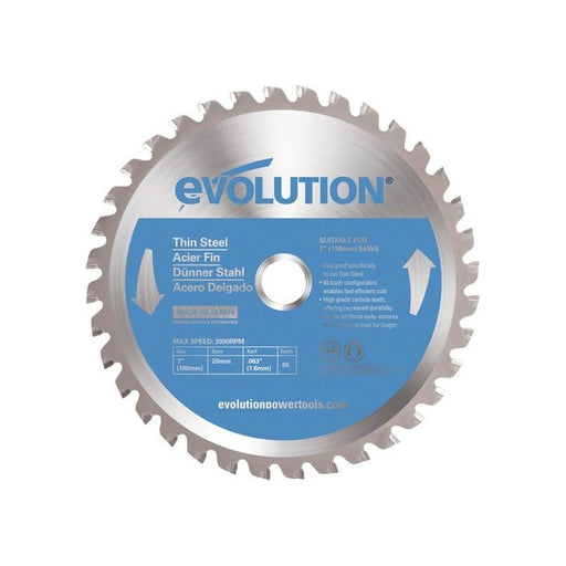 Evolution Thin Steel Cutting Circular Saw Blade 180 x 20mm x 36T Evolution - Town Tools
