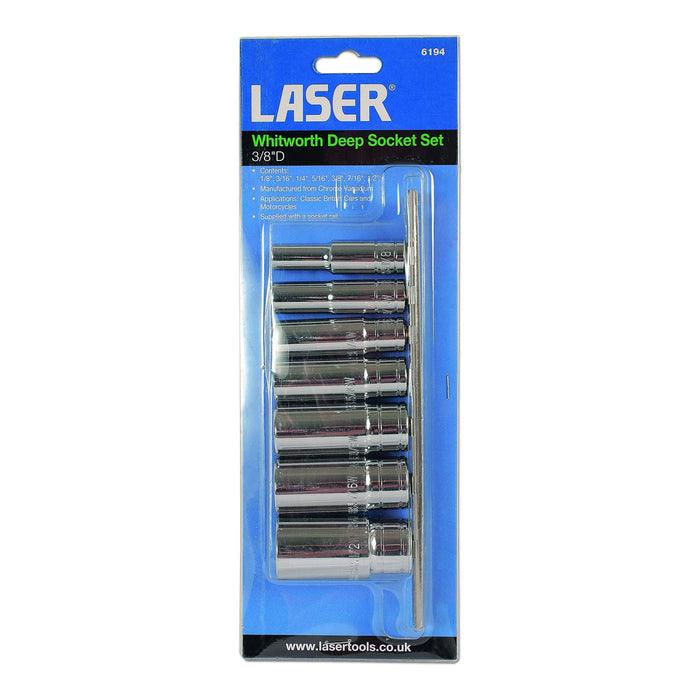 Laser Whitworth Deep Socket Set 3/8"D 7pc 6194