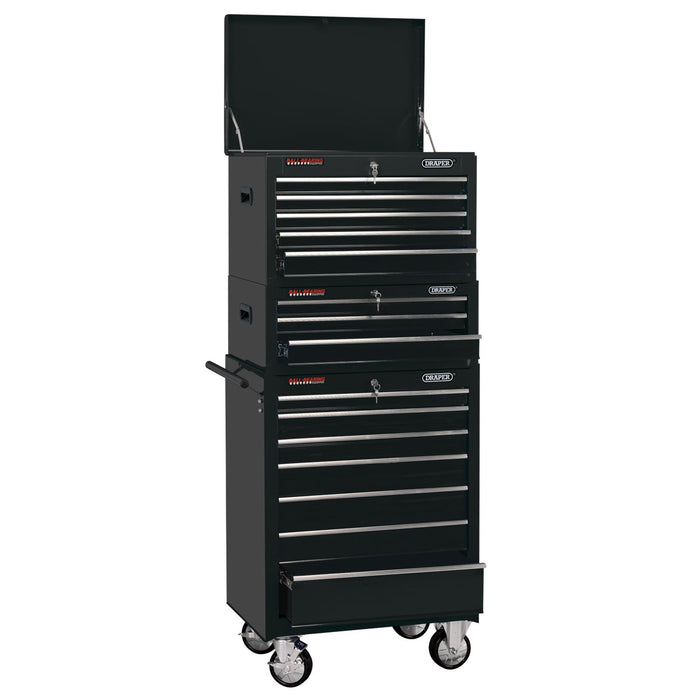 Draper Combined Roller Cabinet and Tool Chest, 15 Drawer, 26", Black 04594 Draper - Town Tools 