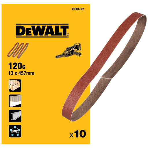 Dewalt Band File Sanding Belt 13 x 457mm 120G Pack of 10 Dewalt - Town Tools