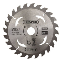 Draper TCT Circular Saw Blade for Wood, 185 x 25.4mm, 24T 20891