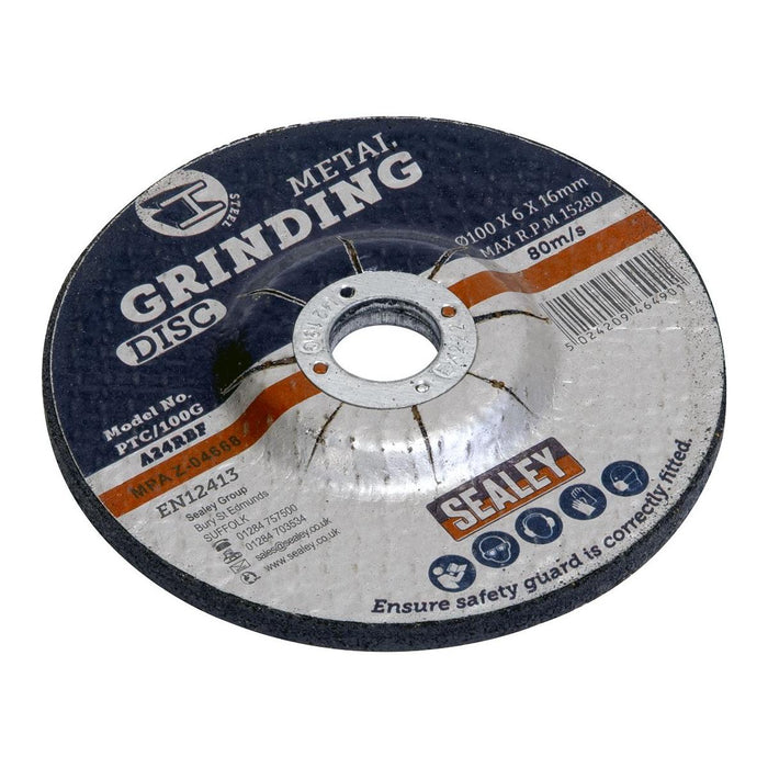 Sealey Grinding Disc100 x 6mm16mm Bore PTC/100G Sealey - Town Tools 