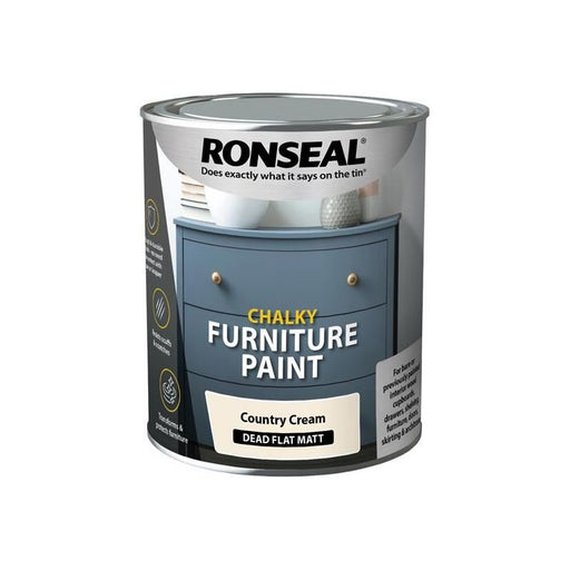 Ronseal Chalky Furniture Paint Country Cream 750ml Ronseal - Town Tools