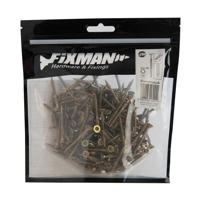 Fixman Goldstar Advanced Screws 4 x 40mm 200pk Fixman - Town Tools 