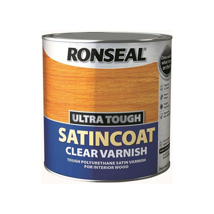 Ronseal Ultra Tough Internal Clear Satincoat Varnish 2.5 litre Ronseal - Town Tools