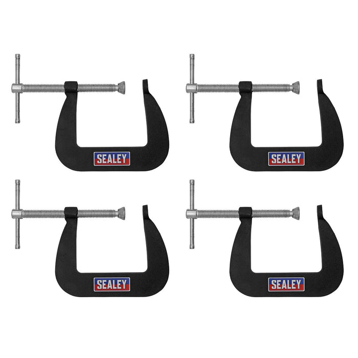 Sealey Junior C-Clamp Set 64mm x 64mm 4pc GCC01 Sealey - Town Tools 
