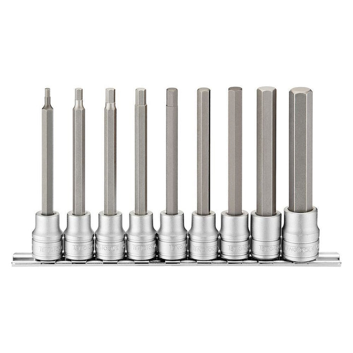 Teng Tools 3/8" Long Hex Bit Socket Clip Rail Set 9 Pieces Teng Tools - Town Tools 