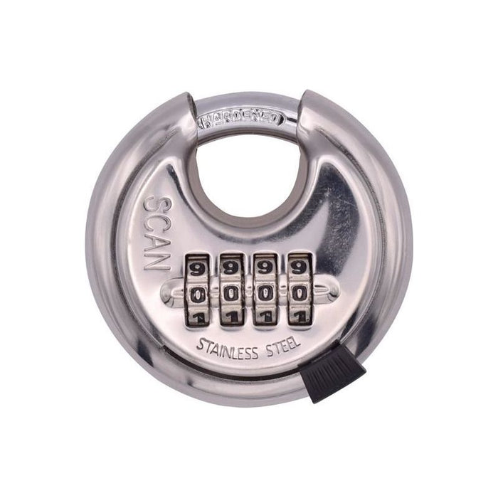 Scan Stainless Steel Disk Type Combination Padlock 70mm Scan - Town Tools
