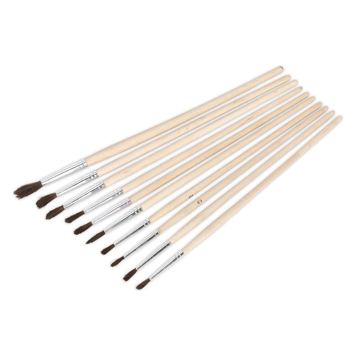 Sealey Touch-Up Paint Brush Assortment 10pc Wooden Handle PB2 Sealey - Town Tools 