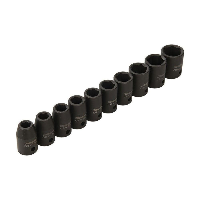 Silverline Impact Socket Set 1/2" Drive 6pt Metric 10pce 10 - 22mm Silverline - Town Tools 