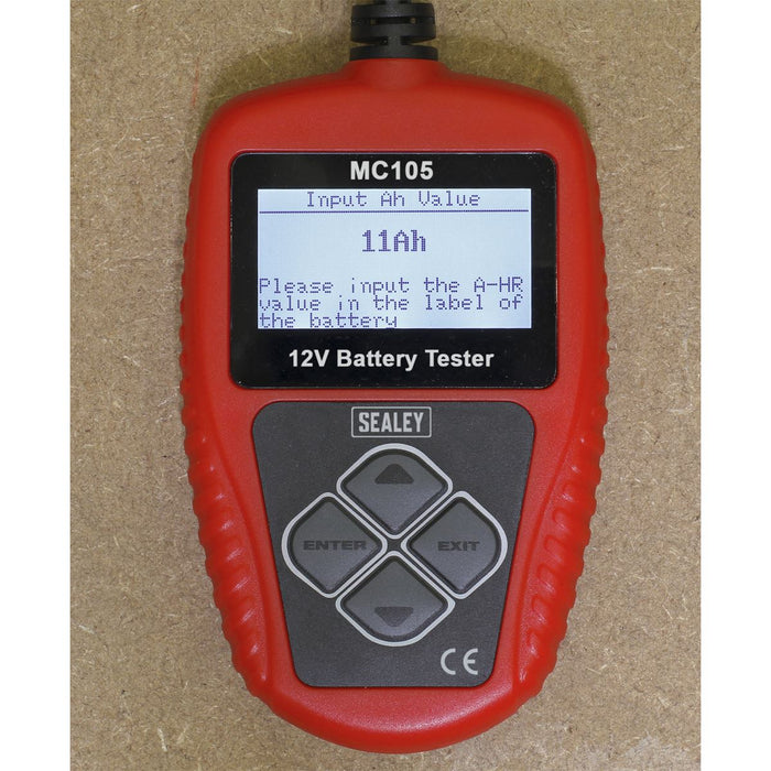 Sealey Motorcycle Digital Battery Tester 12V MC105 Sealey - Town Tools 