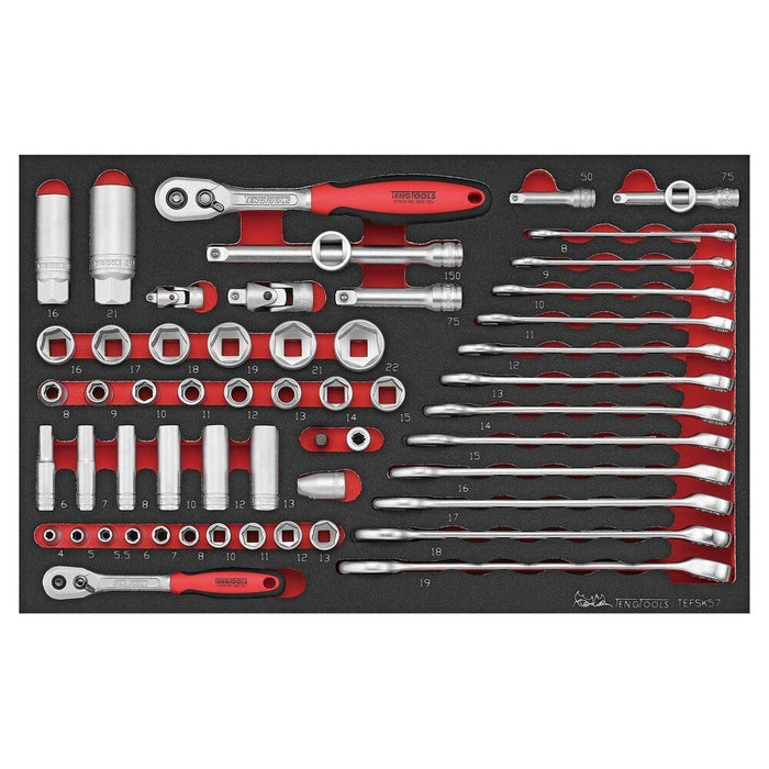 Teng Tools Spanner & Socket Set FOAM3 57 Pieces Teng Tools - Town Tools 