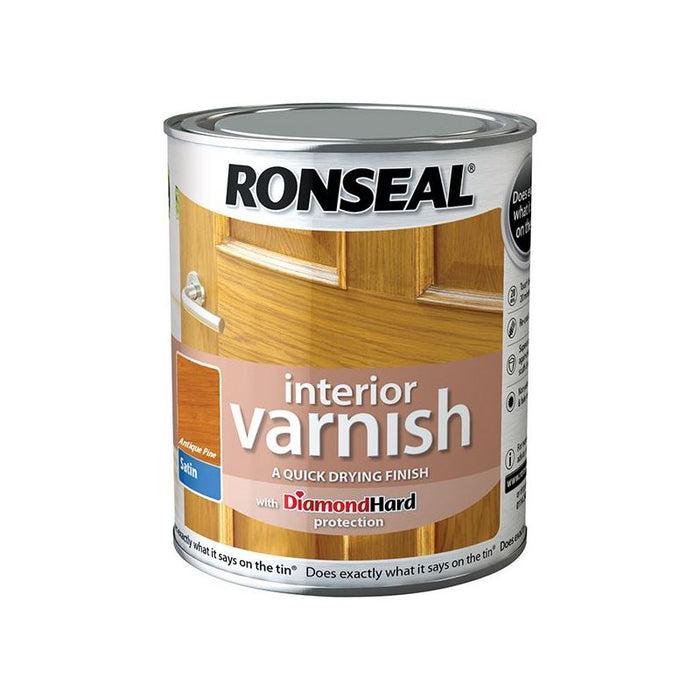 Ronseal Interior Varnish Quick Dry Satin Antique Pine 750ml Ronseal - Town Tools