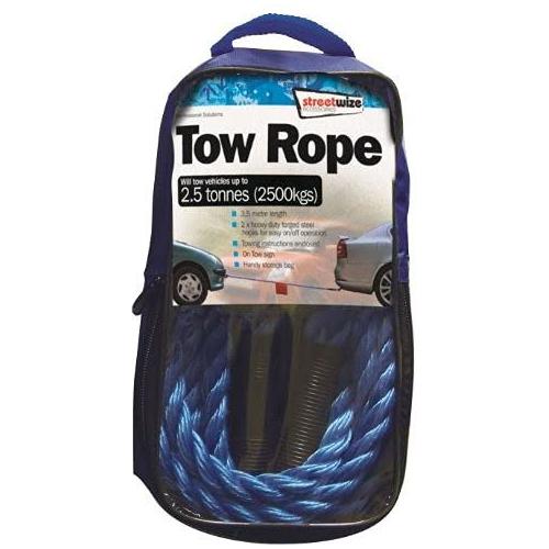 Streetwize Tow Rope (Braided) - Yellow - 2.5 Tonne Streetwize - Town Tools 