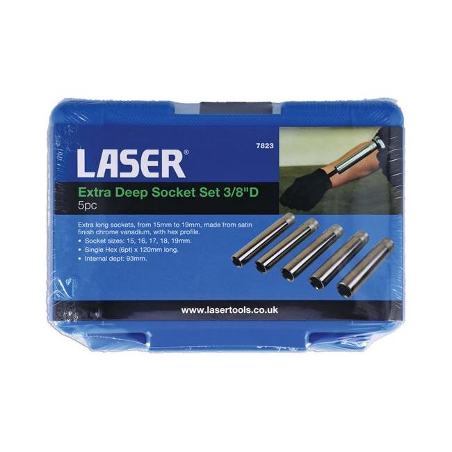 Laser Extra Deep Socket Set 3/8"D 5pc 7823