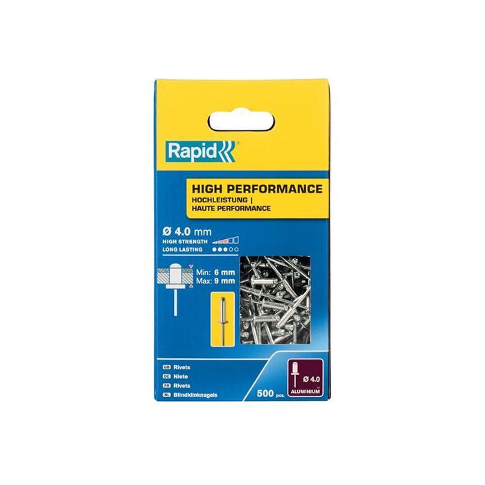 Rapid High Performance Rivets 4 x 12mm (Box 500) Rapid - Town Tools
