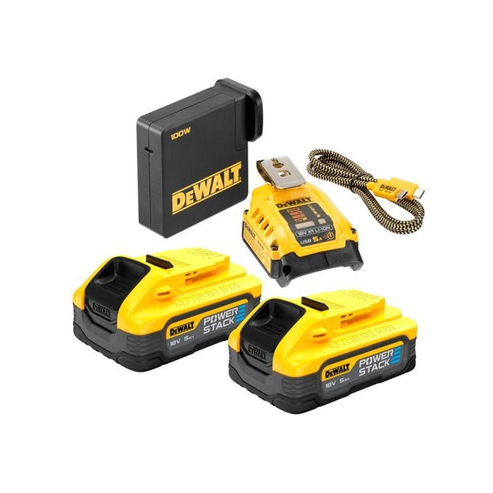 Dewalt Power Tools DCB094 H2USB-C POWERSTACK™ Starter Kit 18V 2 x 5.0Ah Li-ion DeWALT Power Tools - Town Tools
